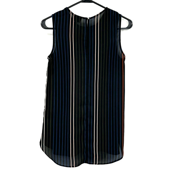 Who What Wear size XS sleeveless blouse black with multi color stripes down - Picture 2 of 5